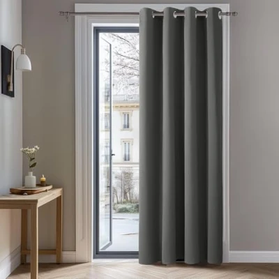 Image of Deconovo Super Soft Solid Blackout Curtain PANEL Thermal Insulated Room Darkening Eyelet for Livingroom 52&quot;x 95&quot; Light Grey 1