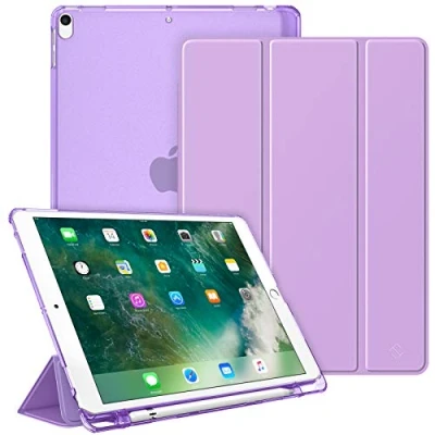 Image of FINTIE Case Compatible with iPad Air 3rd Generation (2019)/ Pro 10.5 (2017) Lightweight Standing Slim Shell Frosted Back Cover, Auto Wake/Sleep, w/Pencil Holder, Violet