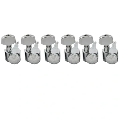Image of Musiclily Pro 6 inline 2 pins Full Metal Guitar Locking Tuners Machine Heads Tuning Pegs Keys Set for Strat Tele Style Electric Guitar, Chrome