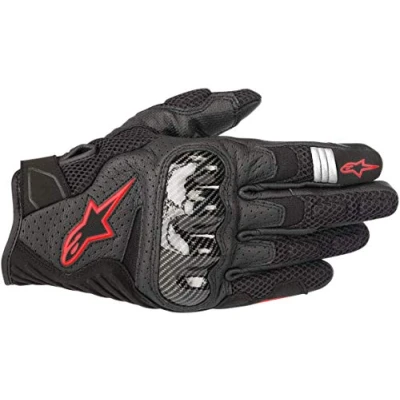 Image of Alpinestars Motorcycle Gloves Smx 1 Air V2 Black Red Fluo, Black/Red, S
