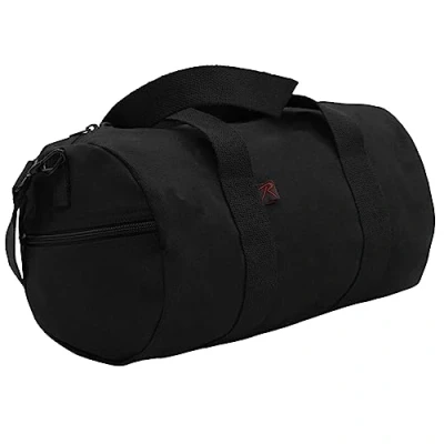 Image of Rothco Canvas Shoulder Duffle Bag Military Gym Bag, Black, 15 Inches, Classic