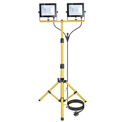 Image of 100W LED Tripod Work Light, Site Light with 1.5m Telescopic Stand, 8000 Lumen, 220V 240V, IP65 5m Cord, Switch for Workshop, Garage, Basement