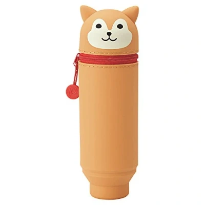 Image of LIHITLAB PuniLabo Stand Up Pen Case (Pen Holder), 2.4&quot; x 7.8&quot;, Shiba Dog (A7712 2)