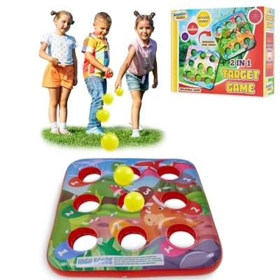 Image of Bean Bags Kids Throwing Target Ball Game Inflatable for Children Party Outdoor Play Summer Bag Toss Games (2 in 1 Game)
