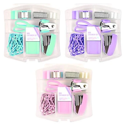 Image of Design Group Mini Office Stationery Set, Pastel Colours X1 Random Dispatch,Pink,11cm x 10cm 3CM