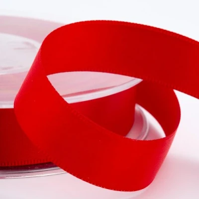 Image of Italian Options Satin Ribbon, 25mm Wide x 25 Metre Roll, Red