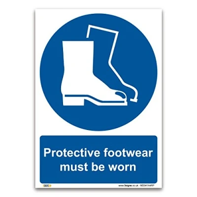 Image of Protective footwear must be worn Sign A4 1mm Rigid Plastic Mandatory Safety PPE
