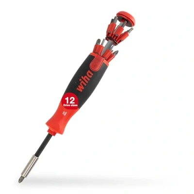 Image of Wiha LiftUp Magnetic Screwdriver with Bit Magazine 12 bits, Black