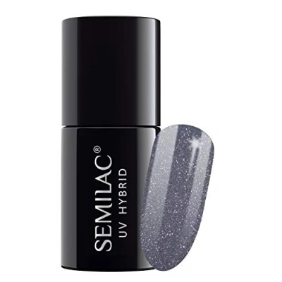 Image of SEMILAC 107 Steel Grey Nail UV Gel Polish Long Lasting and Easy to Apply Soak off UV/Led Perfect for Home Professional Manicure Pedicure 7 ml