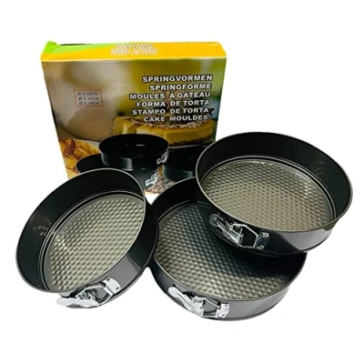 Image of CRAVIING Pack of 3 Non Stick Spring Form Round Cake Tins for Baking Tin, Pan Stick, Robust Springform Tin 24cm, 26cm &amp; 28cm with Removable Bottom