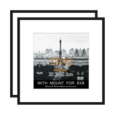 Image of Hesmor Picture Frame 12 x Inch Photo Aluminum Acrylic Certificate Frames, Poster Frames for Wall Mounting, with Mat Portrait, Printing, Landscape, Pack of 2
