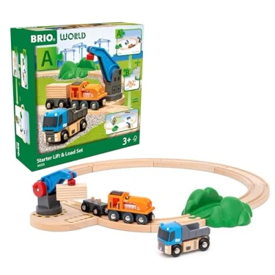 Image of BRIO World Lift &amp; Load Starter Set A Wooden Railway Trains Accessories for Kids Age 3 Years Up