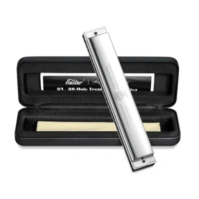 Image of Eastar 24 Hole Harmonica Admiral Performance Competition C Key Tremolo With Hard Case And Cloth