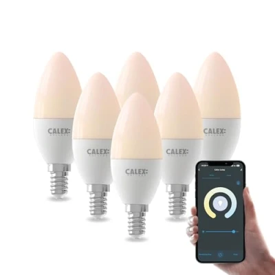 Image of CALEX Smart LED Bulb E14, 6 Pack, WiFi Candle Bulb, Warm White Light, App and Works with Amazon Alexa Google Home, 5W