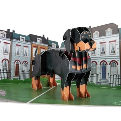 Image of Cardology Dachshund Pop Up Card 3D Sausage Dog Birthday Card, Fathers Day Cards, Mother&#039;s Gotcha Cards Handmade