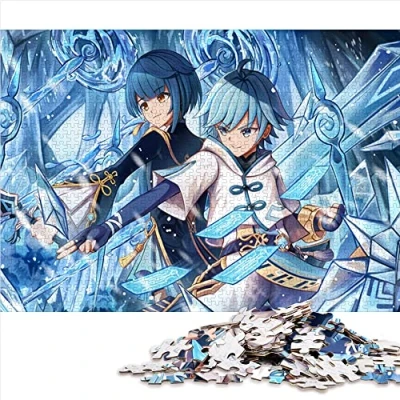 Image of Jigsaw Puzzles for adults Genshin Impact Xingqiu 1000 Piece Puzzle &amp; kids Cardboard PuzzlesChallenging Game Size: 26x38cm