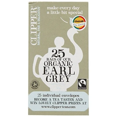 Image of Clipper Organic Earl Grey Tea Bags Natural, Unbleached, Plant Based Biodegradable &amp; Non GM Black Eco Conscious Fair Trade Individually Wrapped with String Tag (150 Teabags)