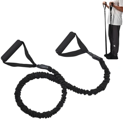 Image of PowrX Fitness Resistance Band Bands Made of 100% Natural Latex with 27 kg Springable Elastic Extra Thick Tubes Nylon Handles Design for Versatile Full Body Muscle Training