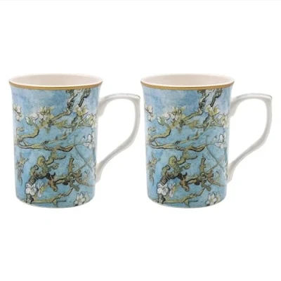 Image of lesser and pavey LP95128 Ceramic Mug Almond Blossom design Set of 2, Blue