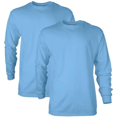 Image of Gildan Unisex&#039;s Ultra Cotton Long Sleeve T Shirt, Style G2400, Multipack, Carolina Blue (2 Pack), S (Pack of 2)
