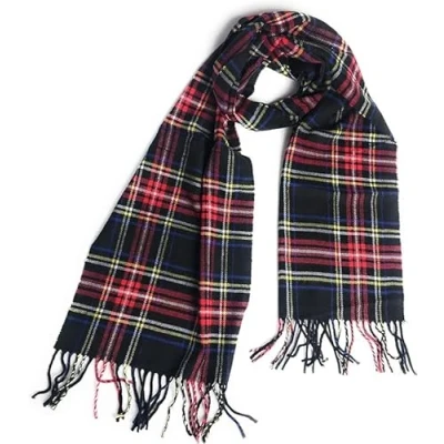 Image of Super soft check cashmere feel tartan scarf scarves for Men Men`s woman&#039;s (Black tartan)