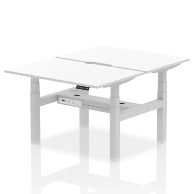 Image of Air B2B 1200x800 Adjustable 2P Bench Desk Scalloped White/Silver