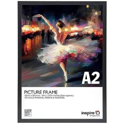Image of Inspire By Hampton OXFORD A2 (42x59cm) Black Picture Photo Frame Plexi (Non Glass) 1 Pack IBHOXFA2NGPK1