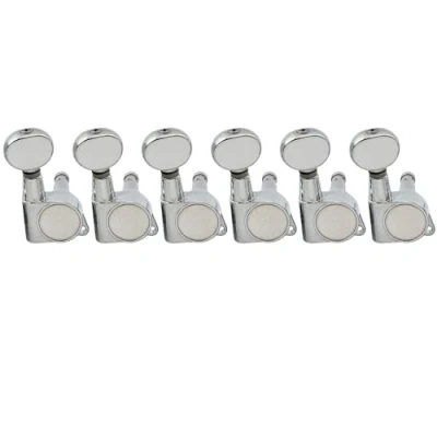 Image of Wilkinson 6 in line E Z LOK Mini Oval Button Guitar Tuners Machine Heads Tuning Pegs Keys Set for Fender Strat/Tele Electric Guitar, Chrome