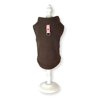 Image of Dog Fleece Harness Vest Jumper Sweater Coat for Small Breed Dogs, (Medium, Brown)