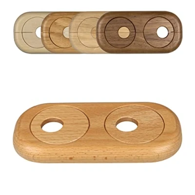 Image of Twin Double Pipe Cover, Solid Wood, for diameters: 15mm 19mm 22mm; Radiator Collars/Heating Rings/Surrounds/Roses, Wood: Maple Beech Oak Nut (22mm, Beech)