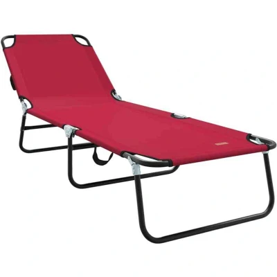 Image of vidaXL Folding Sun Lounger Portable Red 600D Oxford Fabric