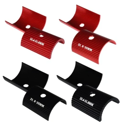 Image of Lotatheta 4 Pair Bike Handlebar Stem Shim Adapter Sheet Conversion Spacer Cycling Aluminum Alloy Accessories 25. to 31. 8 + 31.8 35mm Black Red