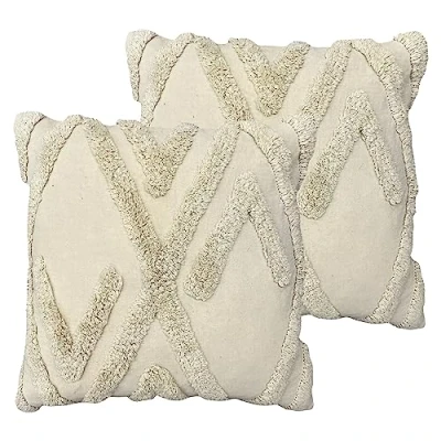 Image of Furn. Kamjo Geometric Tufted Feather Filled Cushion Twin Pack
