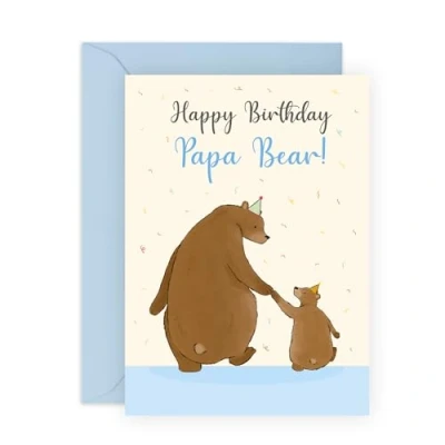 Image of Central 23 Birthday Card For Papa Happy Bear Cards Pop Daddy Father Greeting Him From Son Daughter Wife Comes With Fun Stickers