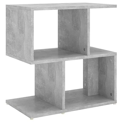 Image of vidaXL Bedside Cabinet with Open Compartments Engineered Wood Nightstand, Concrete Grey Scandinavian Style Bedroom Furniture
