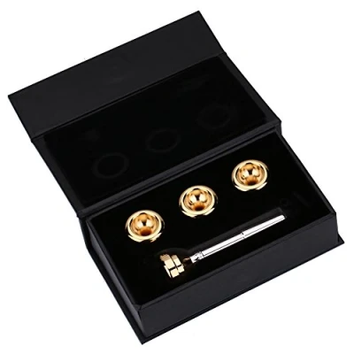 Image of Brass Bass Trumpet Mouthpieces Kit Silver Plated Stem with 4 Gold Mouth Pieces 1 1/2C 3C 5C 7C