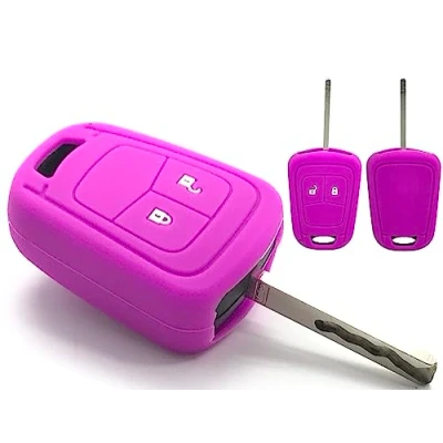 Image of Nordecco Silicone Protective Key Cover Compatible With Vauxhall Opel Corsa E Astra J Insignia Adam Meriva Zafira 2 or 3 Button (Purple)