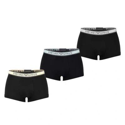 Image of Emporio Armani Men&#039;s Stretch Cotton Core Logoband 3 Pack Trunk, Black/Black/Black, S (Pack of 3)