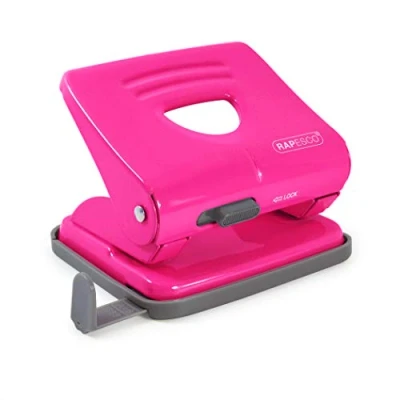Image of Rapesco 1360 825 2 Hole Metal Punch, 25 Sheet Capacity, Hot Pink