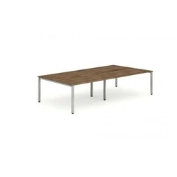 Image of Evolve B2B Silver Frame Bench Desk 1200 Walnut (4 Pod) BE257