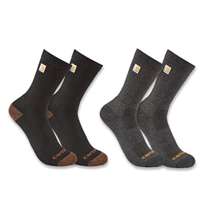 Image of Carhartt Men&#039;s Midweight Logo Crew Sock 2 Pack, Assorted 1, Large