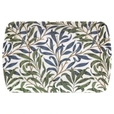 Image of LESSER &amp; PAVEY Melamine Small Serving Tray Durable Platter Willow Bough Nature Leaf Foliage