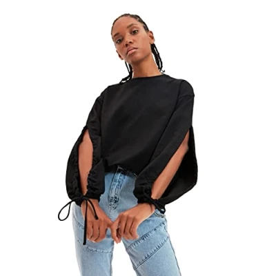 Image of Trendyol Women Regular Basic Crew neck Knit Sweatshirt Black