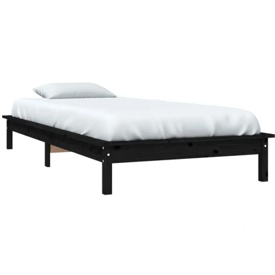 Image of vidaXL Bed Frame without Mattress Black Single Solid Wood