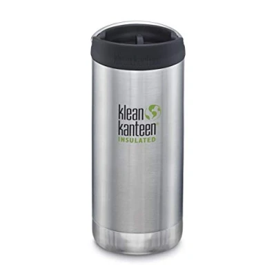 Image of Klean Kanteen TK Wide Kanteens Vacuum Insulated New 2019 (12oz (355ml), Brushed Stainless (Cafe Cap))