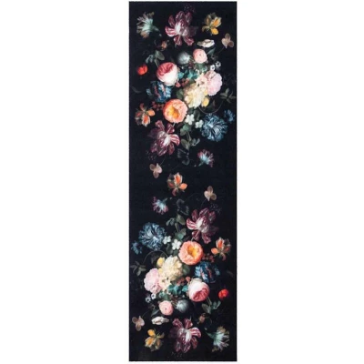 Image of vidaXL Kitchen Mat Floral Flowers 45 x 150 cm Velvet