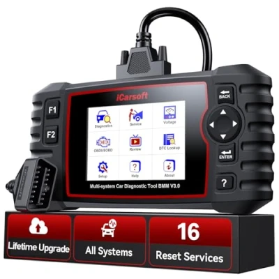 Image of iCarsoft BMM V3.0 OBD2 Scanner for BMW/Mini/Rolls Royce, Full System Bidirectional Diagnostic Tool with 16 Service Functions, Oil/SAS/EPB/BMS/ETC/DPF/BLD/TPMS, Battery Test, Auto VIN, Lifetime Update