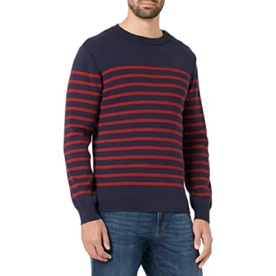 Image of Armor Lux Groix Sweater Stripes Navy Red Blue Dark size XXL