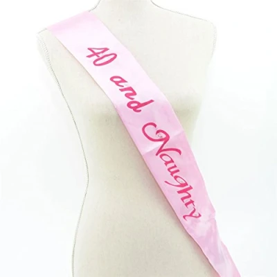 Image of Gifts 4 All Occasions Limited Shatchi 1205 40 and Naughty Flashing Birthday Pink Sash Satin Light Up Fancy Dress Accessory Party Decoration