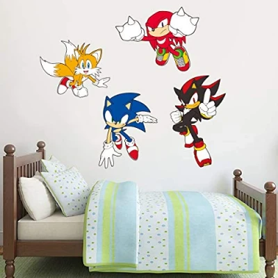 Image of Beautiful Game Sonic The Hedgehog Wall Sticker Sonic, Tails, Knuckles and Shadow Stickers Vinyl Art Decals (180cm x 60cm)
